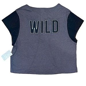 Free People “WILD” Black Mesh Gray Graphic Top